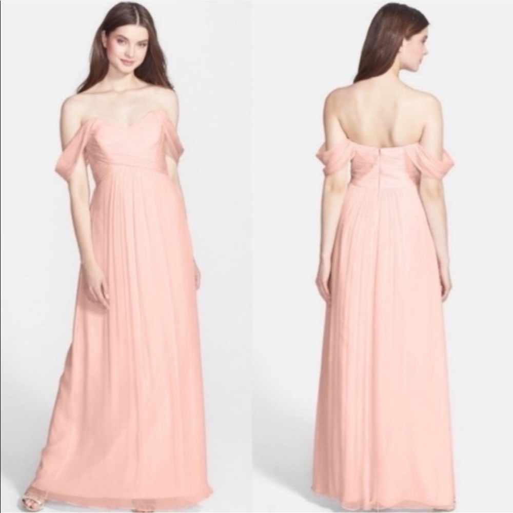 Amsale Silk-Chiffon Light Peach Gown